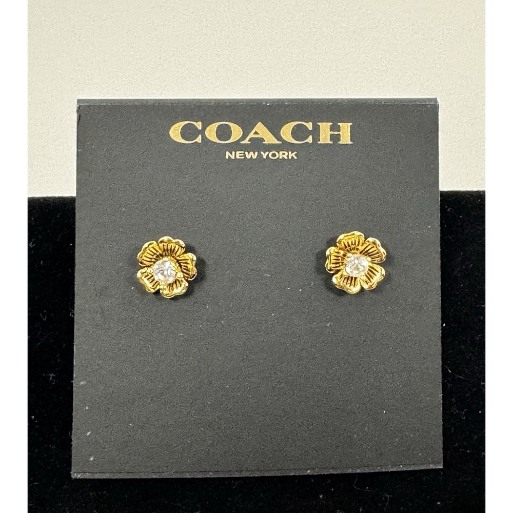 Brand New Coach Mini Tea Rose 2 In 1 Stud Earrings